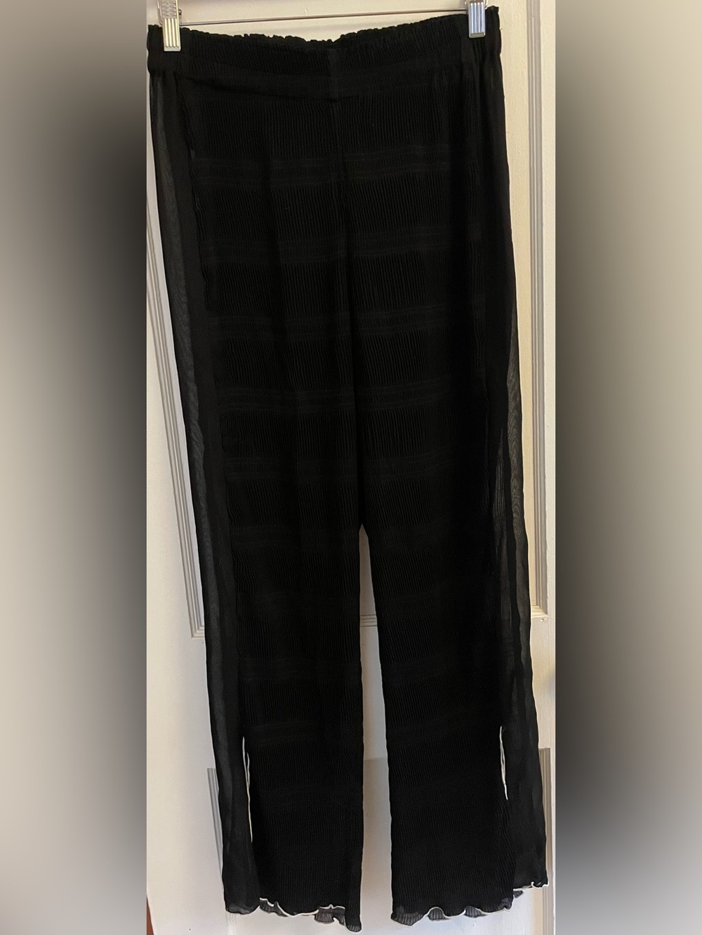 Ganni Black Pleated Elastic Waist Pants